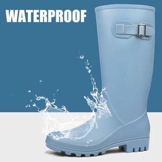 Foto 2 | Foto 2 | Botas De Lluvia Dksuko Para Mujer Altas E Impermeables Color Azul Wellington - Venta Internacional.