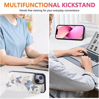 Foto 2 | Foto 2 | Funda Tipo Cartera Ueebai Para Iphone 14 Plus Con Tarjeteros Color Azul - Venta Internacional.