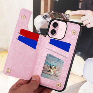 Foto 2 | Foto 2 | Funda Tipo Cartera Ueebai Para Iphone 16 De Piel Sintética Blanca Y Rosa - Venta Internacional.