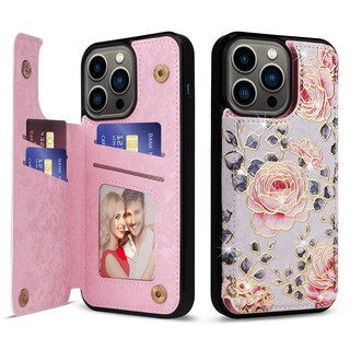 Foto 1 | Foto 1 | Funda Tipo Cartera Ueebai Para Iphone 13 Pro De Piel Sintética Morada Y Rosa - Venta Internacional.