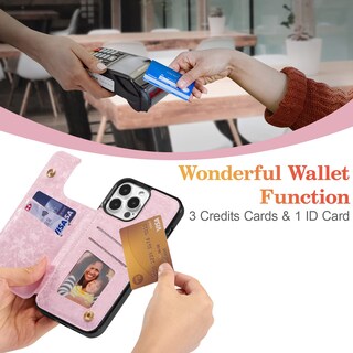 Foto 4 | Foto 4 | Funda Tipo Cartera Ueebai Para Iphone 13 Pro De Piel Sintética Morada Y Rosa - Venta Internacional.