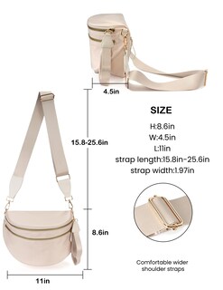 Foto 3 | Foto 3 | Bandolera Feiboon Espaciosa Riñonera De Nailon Para Mujer Color Beige - Venta Internacional.