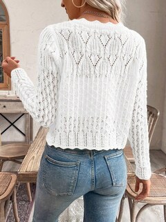 Foto 2 | Foto 2 | Jersey Tipo Cárdigan De Punto Urchics Para Mujer Color Blanco Poliéster Xl - Venta Internacional.