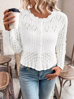 Foto 5 | Foto 5 | Jersey Tipo Cárdigan De Punto Urchics Para Mujer Color Blanco Poliéster Xl - Venta Internacional.
