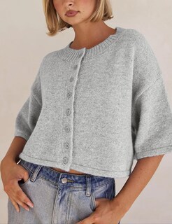 Foto 2 | Foto 2 | Jersey Tipo Cárdigan De Punto Ligero Primaveral Para Mujer Gris Claro - Venta Internacional.