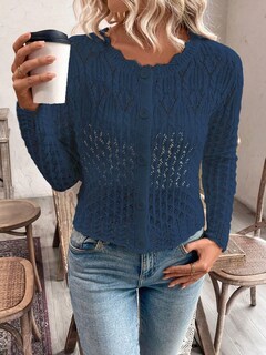 Foto 5 | Foto 5 | Jersey Tipo Cárdigan De Punto Urquics Para Mujer Cuello Redondo Azul Marino L - Venta Internacional.