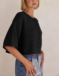 Foto 3 | Foto 3 | Jersey Tipo Cárdigan Springrain De Punto Ligero Negro Para Mujer - Venta Internacional.