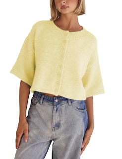 Foto 1 | Foto 1 | Jersey Tipo Cárdigan Springrain De Punto Ligero Amarillo Para Mujer - Venta Internacional.
