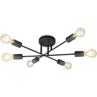 Foto 1 | Foto 1 | Lámpara De Techo Vintage Con 6 Bombillas E27 Negras (bombillas No Incluidas) - Venta Internacional.