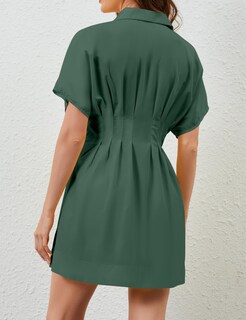 Foto 2 | Foto 2 | Vestido Camisero Synound Para Mujer Con Botones En La Parte Delantera Hacia Abajo Verde - Venta Internacional.