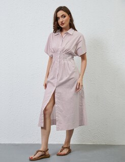 Foto 6 | Foto 6 | Vestido Largo Dsewpaur A Rayas Con Botones En La Parte Delantera Plisado Para Mujer - Venta Internacional.