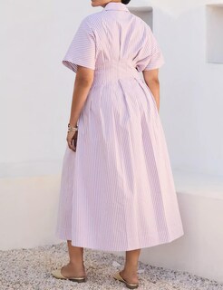 Foto 7 | Foto 7 | Vestido Largo Dsewpaur A Rayas Con Botones En La Parte Delantera Plisado Para Mujer - Venta Internacional.