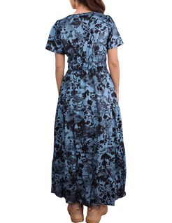 Foto 6 | Foto 6 | Vestido Largo Accpur Para Mujer  Estilo Bohemio  Floral  Cuello En V  Azul Marino - Venta Internacional.