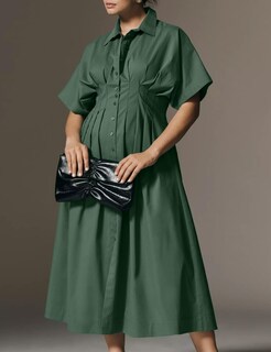 Foto 4 | Foto 4 | Vestido Largo Dsewpaur A Rayas Con Botones En La Parte Delantera Camisa Plisada Para Mujer - Venta Internacional.