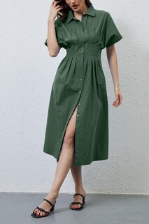 Foto 5 | Foto 5 | Vestido Largo Dsewpaur A Rayas Con Botones En La Parte Delantera Camisa Plisada Para Mujer - Venta Internacional.