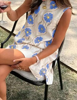 Foto 2 | Foto 2 | Vestido Bqdcqb Para Mujer Estampado Floral De Verano Sin Mangas Azul - Venta Internacional.