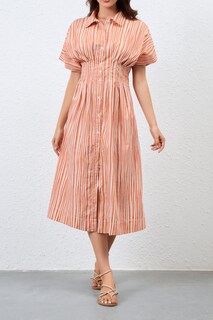 Foto 2 | Foto 2 | Vestido Camisero Calbático Plisado A Rayas Para Mujer - Venta Internacional.
