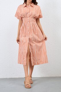 Foto 5 | Foto 5 | Vestido Camisero Calbático Plisado A Rayas Para Mujer - Venta Internacional.