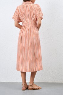Foto 6 | Foto 6 | Vestido Camisero Calbático Plisado A Rayas Para Mujer - Venta Internacional.