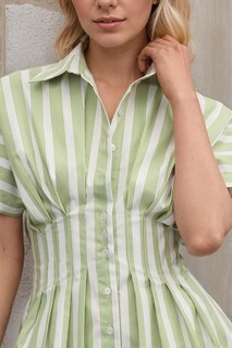 Foto 2 | Foto 2 | Vestido Camisero Jeibkouy Para Mujer Manga Corta De Verano A Rayas - Venta Internacional.