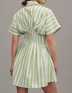 Foto 3 | Foto 3 | Vestido Camisero Jeibkouy Para Mujer Manga Corta De Verano A Rayas - Venta Internacional.