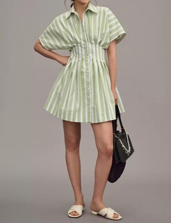 Foto 5 | Foto 5 | Vestido Camisero Jeibkouy Para Mujer Manga Corta De Verano A Rayas - Venta Internacional.