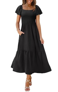 Foto 1 | Foto 1 | Vestido Largo Casual Ofeefan Para Mujer Con Mangas Negro Xl - Venta Internacional.