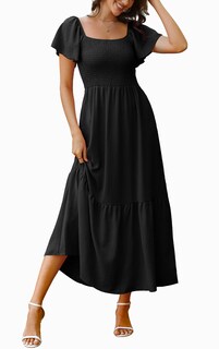 Foto 2 | Foto 2 | Vestido Largo Casual Ofeefan Para Mujer Con Mangas Negro Xl - Venta Internacional.