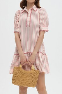 Foto 7 | Foto 7 | Vestido Ezapine A Rayas Para Mujer Con Cuello Y Manga Corta Abullonada - Venta Internacional.