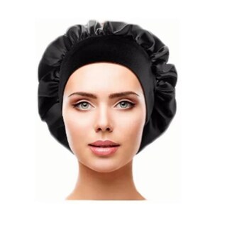 Foto 1 | Foto 1 | Gorro De Dormir Satinado De Color Liso Para Cabello Rizado Negro - Venta Internacional.