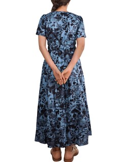 Foto 4 | Foto 4 | Vestido Largo Accpur Para Mujer Estilo Bohemio Floral Cuello En V Azul Marino - Venta Internacional.