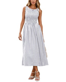 Foto 1 | Foto 1 | Vestido Midi Yexpine A Rayas Sin Mangas Swing A Line Blue Para Mujer - Venta Internacional.