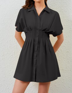 Foto 4 | Foto 4 | Vestido Camisero Synound Para Mujer Con Botones En La Parte Delantera Hacia Abajo Negro - Venta Internacional.