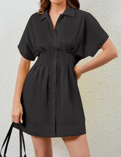 Foto 6 | Foto 6 | Vestido Camisero Synound Para Mujer Con Botones En La Parte Delantera Hacia Abajo Negro - Venta Internacional.