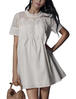 Foto 1 | Foto 1 | Vestido Shiyifa Babydoll Para Mujer Encaje Patchwork Color Blanco Veraniego - Venta Internacional.