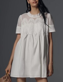 Foto 3 | Foto 3 | Vestido Shiyifa Babydoll Para Mujer Encaje Patchwork Color Blanco Veraniego - Venta Internacional.