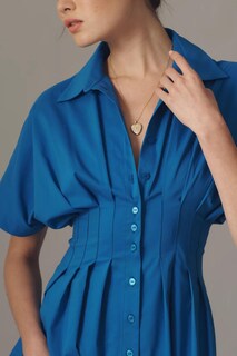 Foto 2 | Foto 2 | Vestido Maxi Camisero Jeibkouy A Rayas Con Botones En La Parte Delantera Y Cuello En V Azul - Venta Internacional.