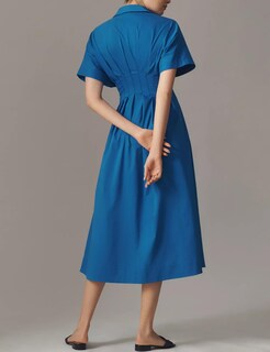 Foto 4 | Foto 4 | Vestido Maxi Camisero Jeibkouy A Rayas Con Botones En La Parte Delantera Y Cuello En V Azul - Venta Internacional.