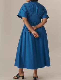 Foto 5 | Foto 5 | Vestido Maxi Camisero Jeibkouy A Rayas Con Botones En La Parte Delantera Y Cuello En V Azul - Venta Internacional.