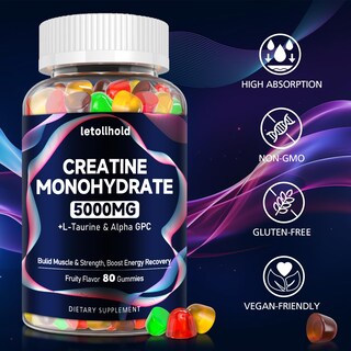 Foto 3 | Foto 3 | Gomitas De Monohidrato De Creatina Letollhold 5 G Para Mujeres Y Hombres - Venta Internacional.