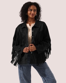 Foto 5 | Foto 5 | Chaqueta Locachy De Gamuza Sintética Con Flecos Vintage Vaquera Vaquera Para Mujer - Venta Internacional.