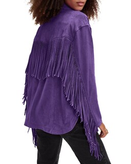 Foto 1 | Foto 1 | Chaqueta Locachy De Gamuza Sintética Con Flecos Vintage Color Morado Occidental Para Mujer - Venta Internacional.