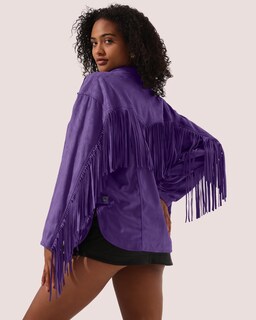 Foto 2 | Foto 2 | Chaqueta Locachy De Gamuza Sintética Con Flecos Vintage Color Morado Occidental Para Mujer - Venta Internacional.