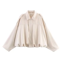 Chaqueta Xunger Para Mujer Gamuza Sintética Estilo Bomber Color Beige Talla M - Venta Internacional.