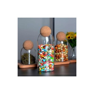 Foto 2 | Foto 2 | Tarro De Vidrio Deco De Corcho Transparente Paquete De 3 Unidades 500/800/1200 Ml - Venta Internacional.