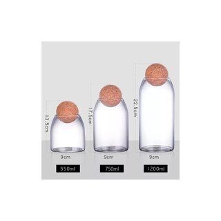 Foto 3 | Foto 3 | Tarro De Vidrio Deco De Corcho Transparente Paquete De 3 Unidades 500/800/1200 Ml - Venta Internacional.