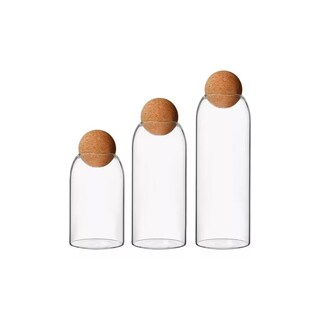 Foto 4 | Foto 4 | Tarro De Vidrio Deco De Corcho Transparente Paquete De 3 Unidades 500/800/1200 Ml - Venta Internacional.