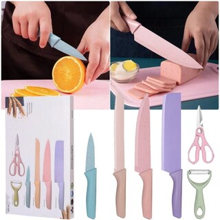 Foto 2 | Foto 2 | Juego De 6 Utensilios De Cocina Y Cuchillos De Cerámica De Color Pastel - Venta Internacional.