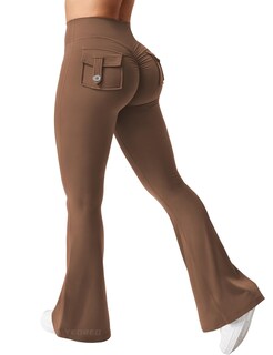 Foto 1 | Foto 1 | Leggins Yeoreo Brittany Flare Con Bolsillos Para Mujer Color Marrón Xs - Venta Internacional.