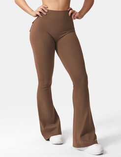 Foto 3 | Foto 3 | Leggins Yeoreo Brittany Flare Con Bolsillos Para Mujer Color Marrón Xs - Venta Internacional.